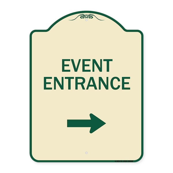 Signmission Event Entrance With Right Arrow Heavy-Gauge Aluminum Architectural Sign, 24" H, TG-1824-24088 A-DES-TG-1824-24088 - main
